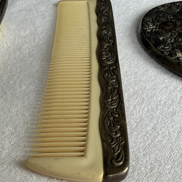 Vintage Silver Vanity Set with Mirror, Brush, and Comb - Picture 10 of 11